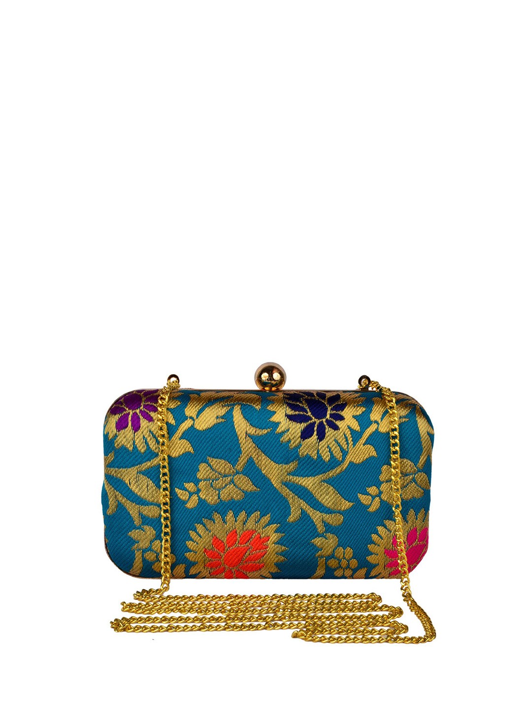

REZZY Green & Gold-Toned Printed Box Clutches