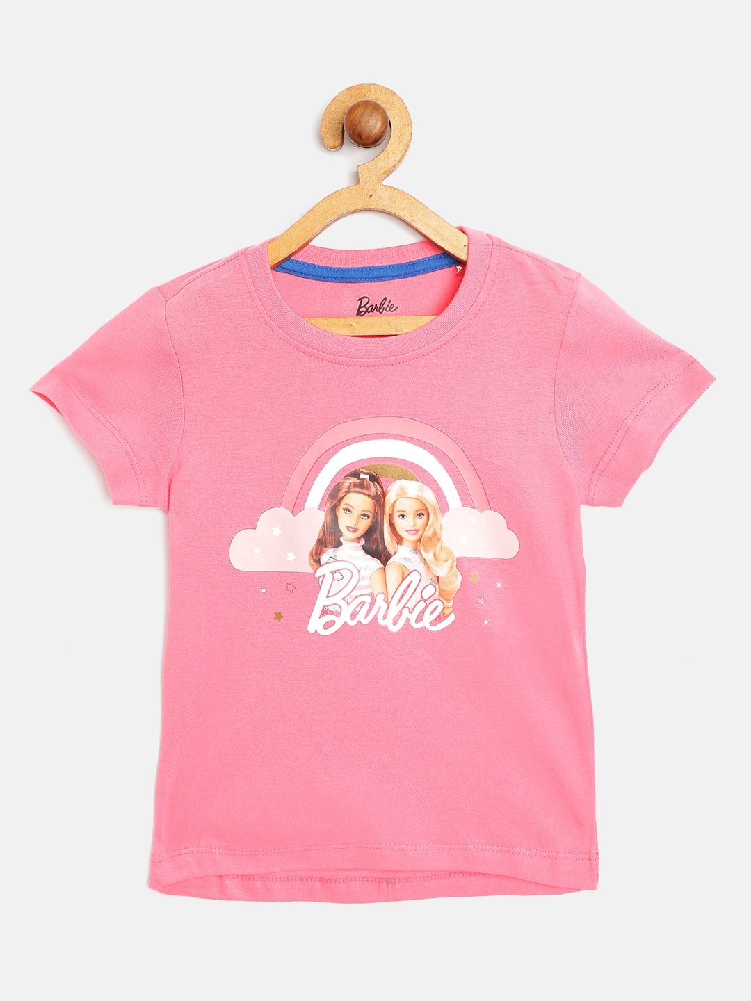 

Barbie Girls Pink White Pure Cotton Barbie Printed Pure Cotton T-shirt