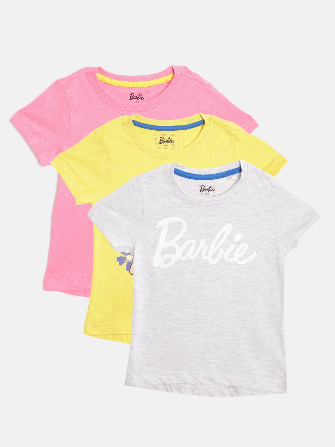 

Barbie Girls Pack of 3 Printed Pure Cotton T-shirts, Multi