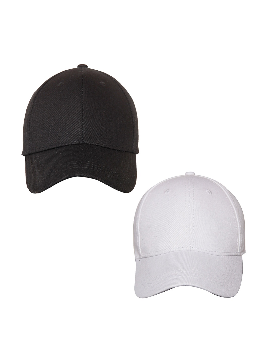 

FabSeasons Pack of 2 Unisex White & Black Solid Baseball Cap with Adjustable Buckle