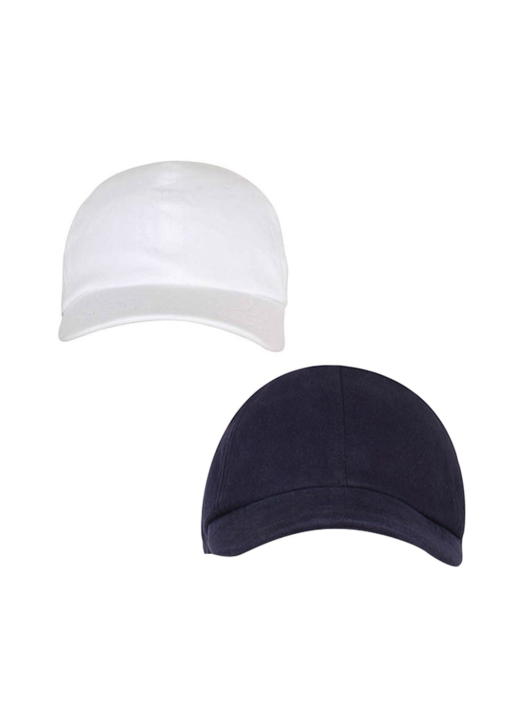 

FabSeasons Pack of 2 Unisex White & Blue Solid Baseball Cap with Adjustable Buckle