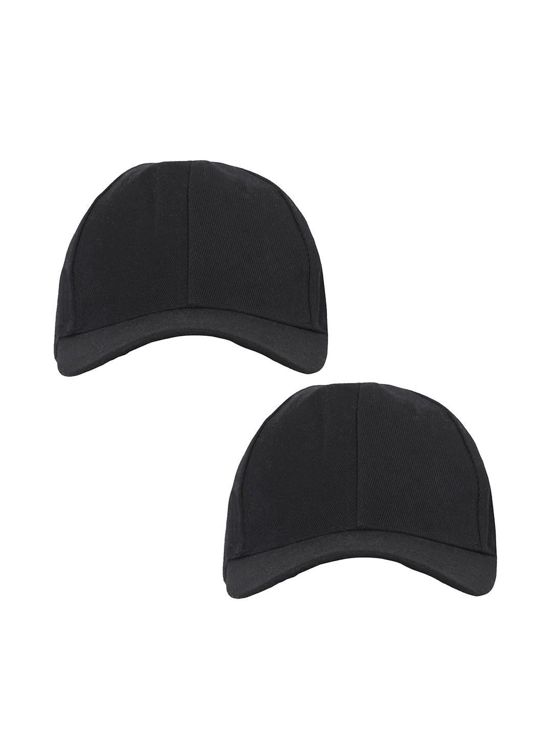 

FabSeasons Pack of 2 Unisex Black Solid Baseball Cap with Adjustable Buckle