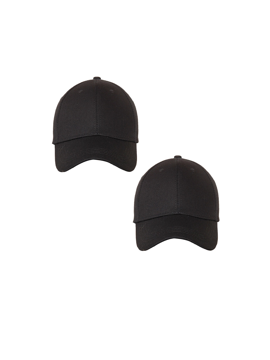 

FabSeasons Pack of 2 Unisex Black Solid Baseball Cap with Adjustable Buckle