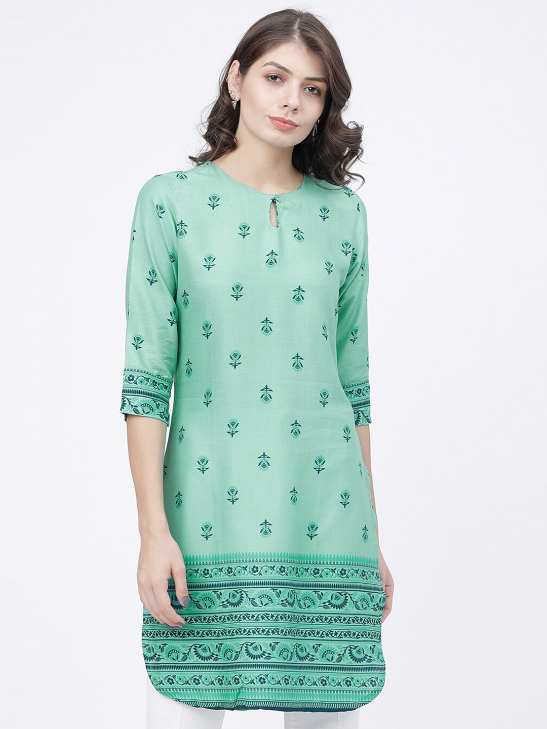 

Vishudh Women Sea Green Printed Tunic