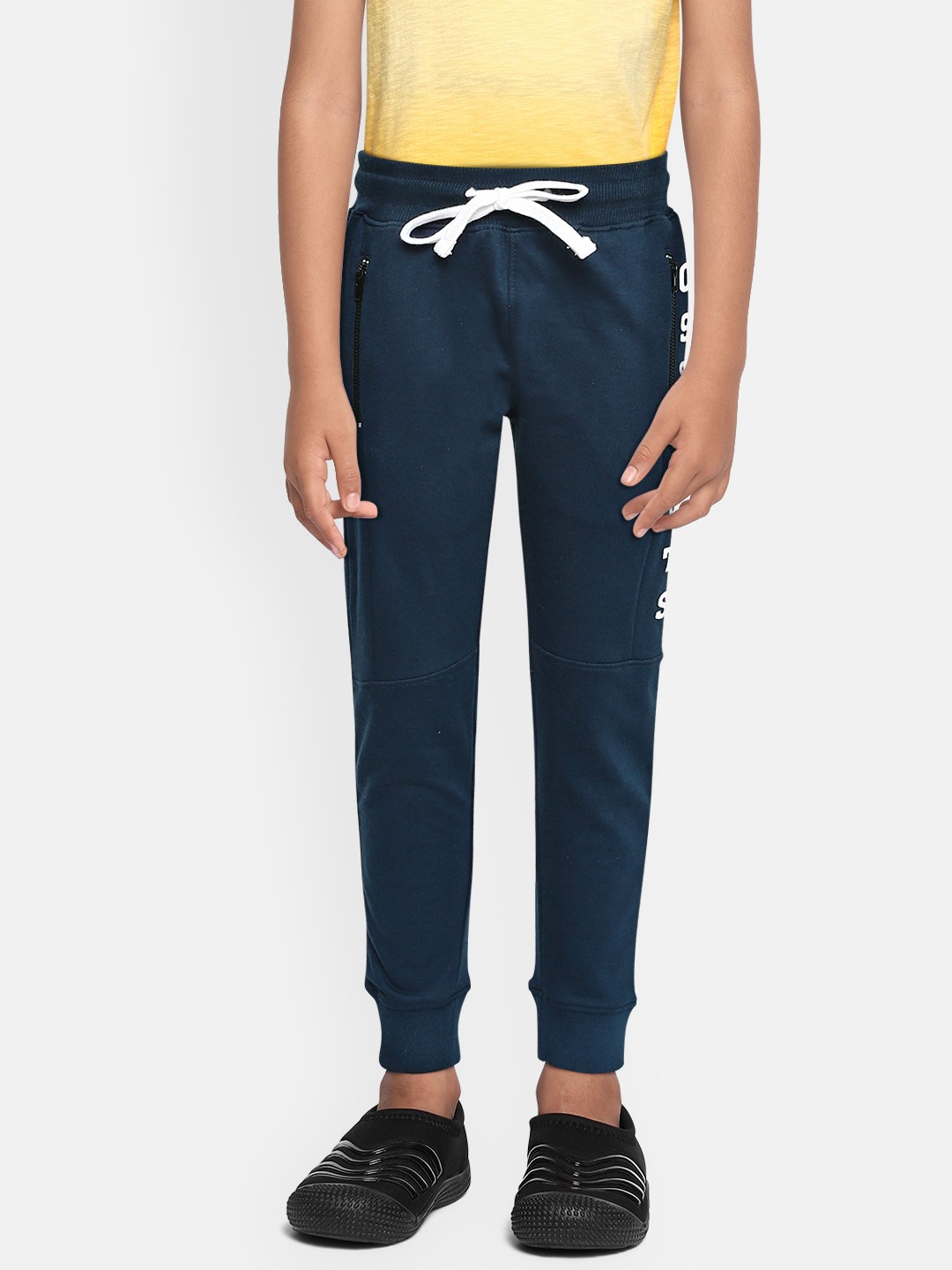 

Provogue Boys Navy Blue Typography Print Relaxed Fit Pure Cotton Joggers