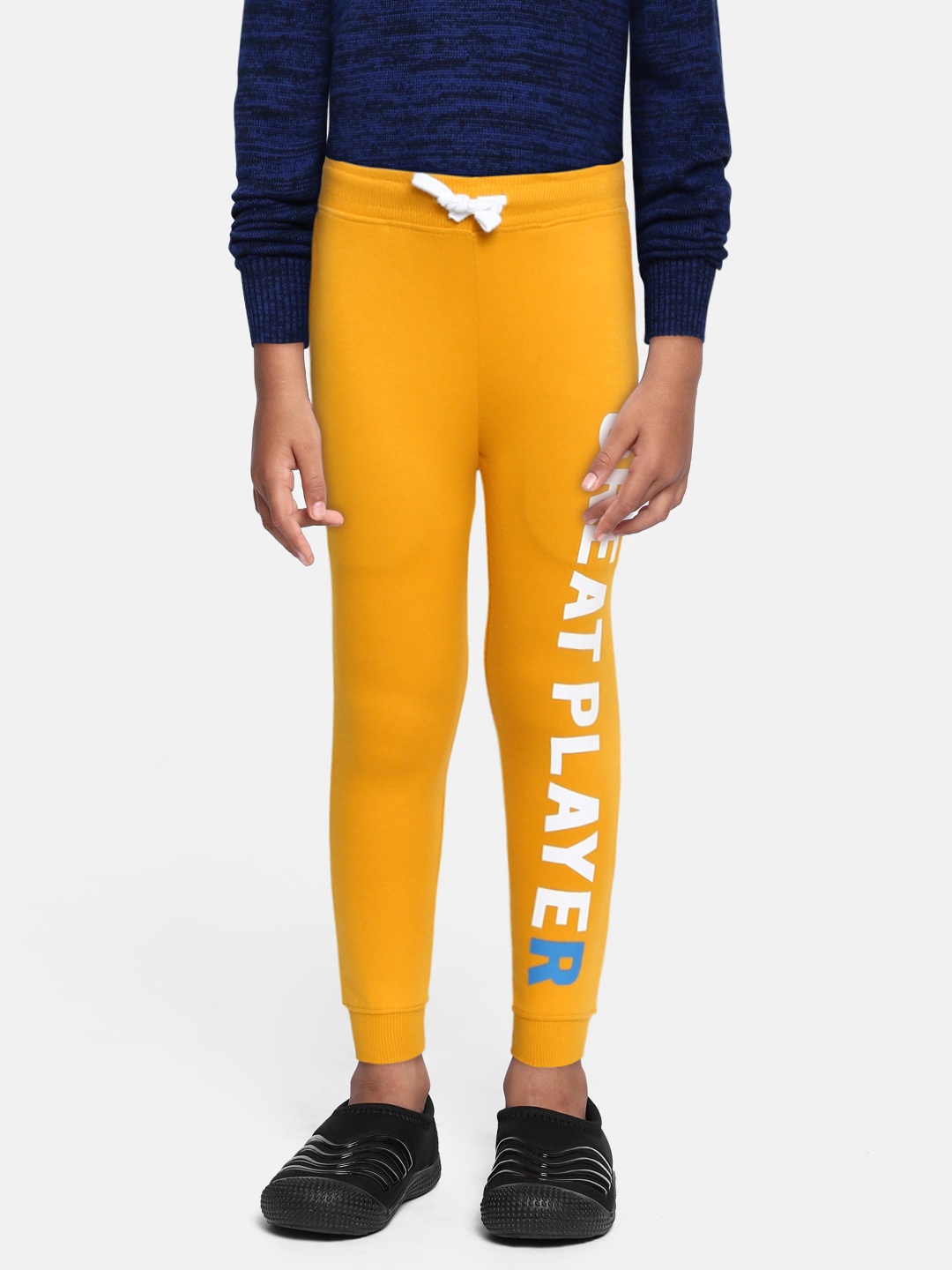 

Miss & Chief Kids Yellow Solid Pure Cotton Joggers