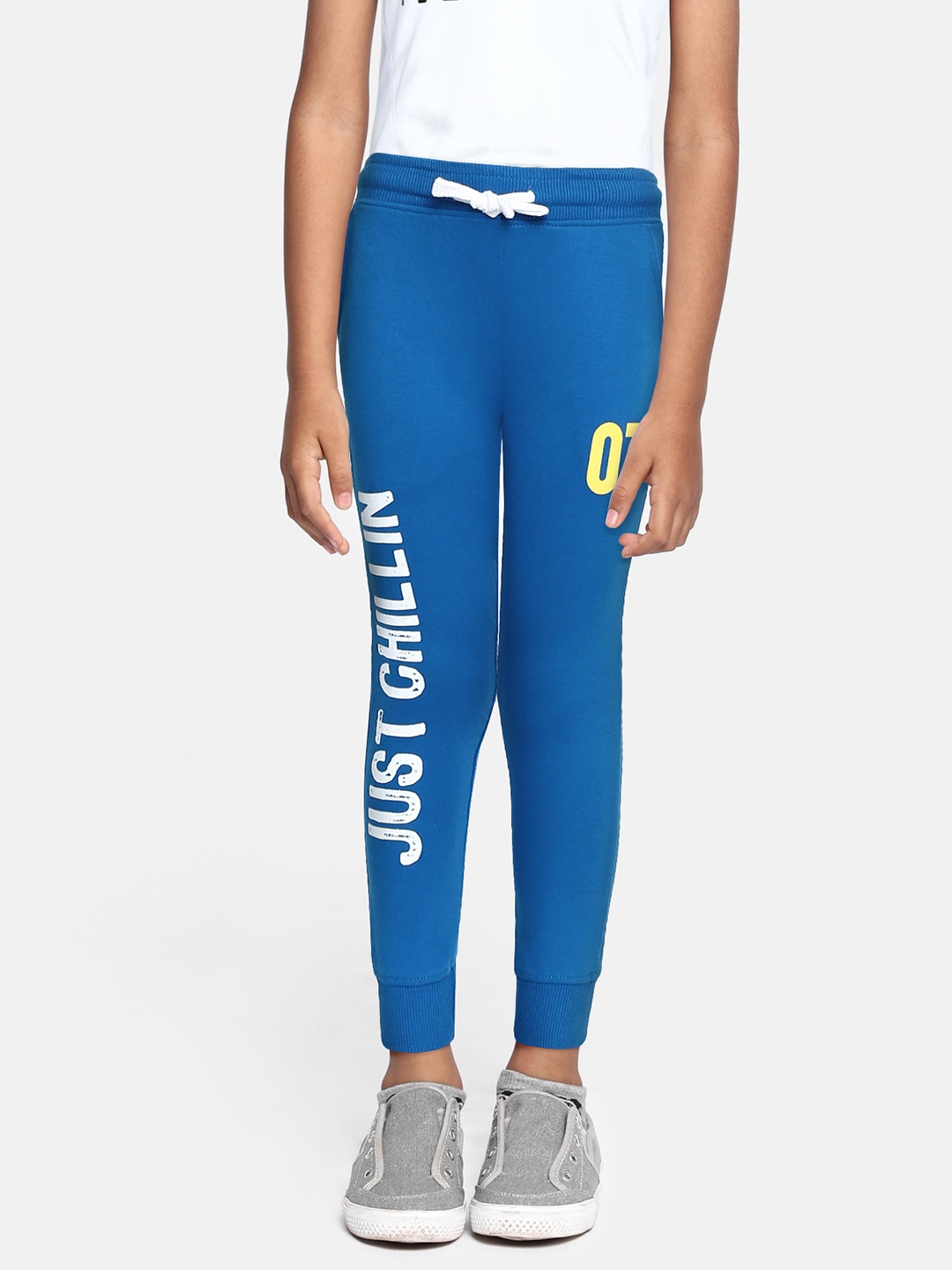 

Miss & Chief Kids Blue Printed Pure Cotton Joggers