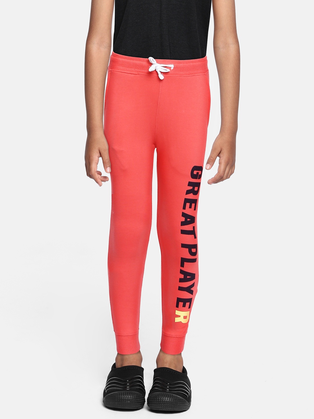 

Miss & Chief Kids Red Solid Pure Cotton Joggers
