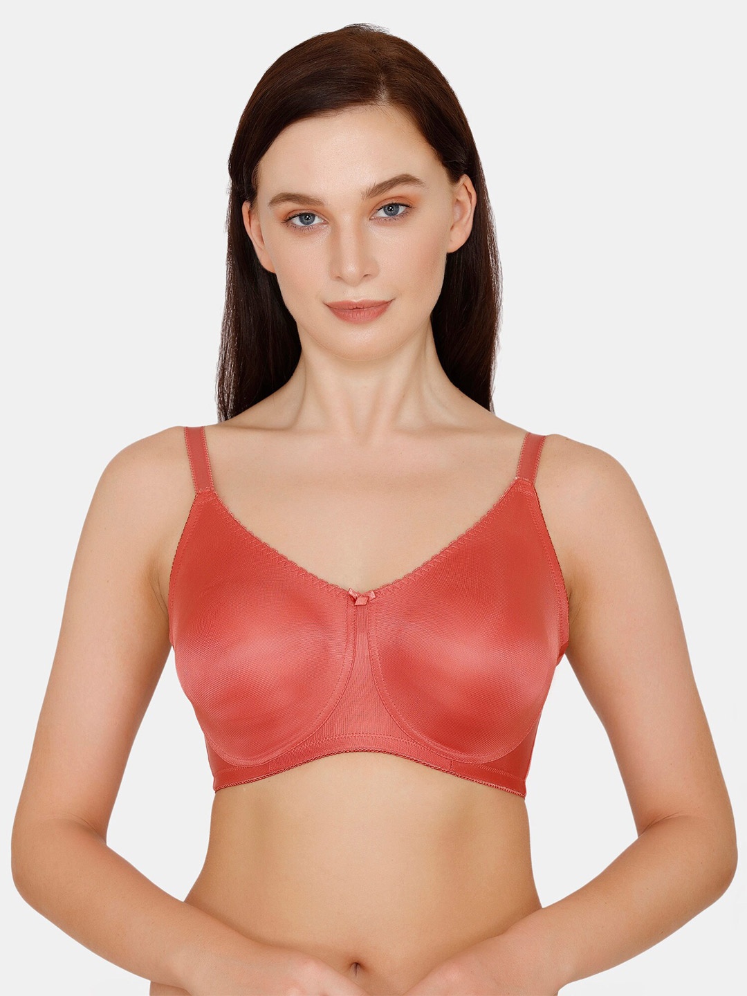 

Zivame Red Solid Non-Wired Lightly Padded Everyday Bra