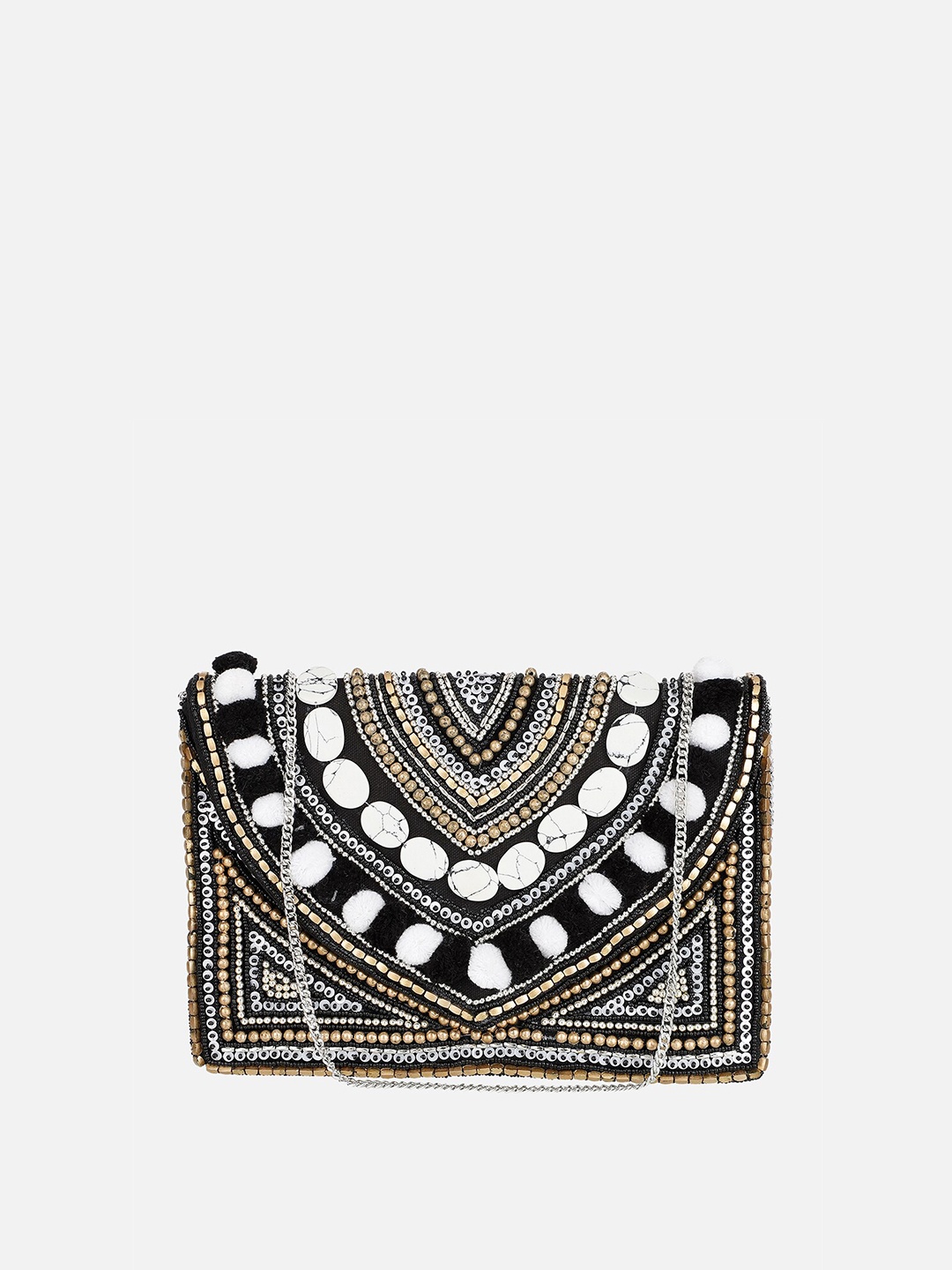 

Aditi Wasan Black & White Embellished Purse Clutches
