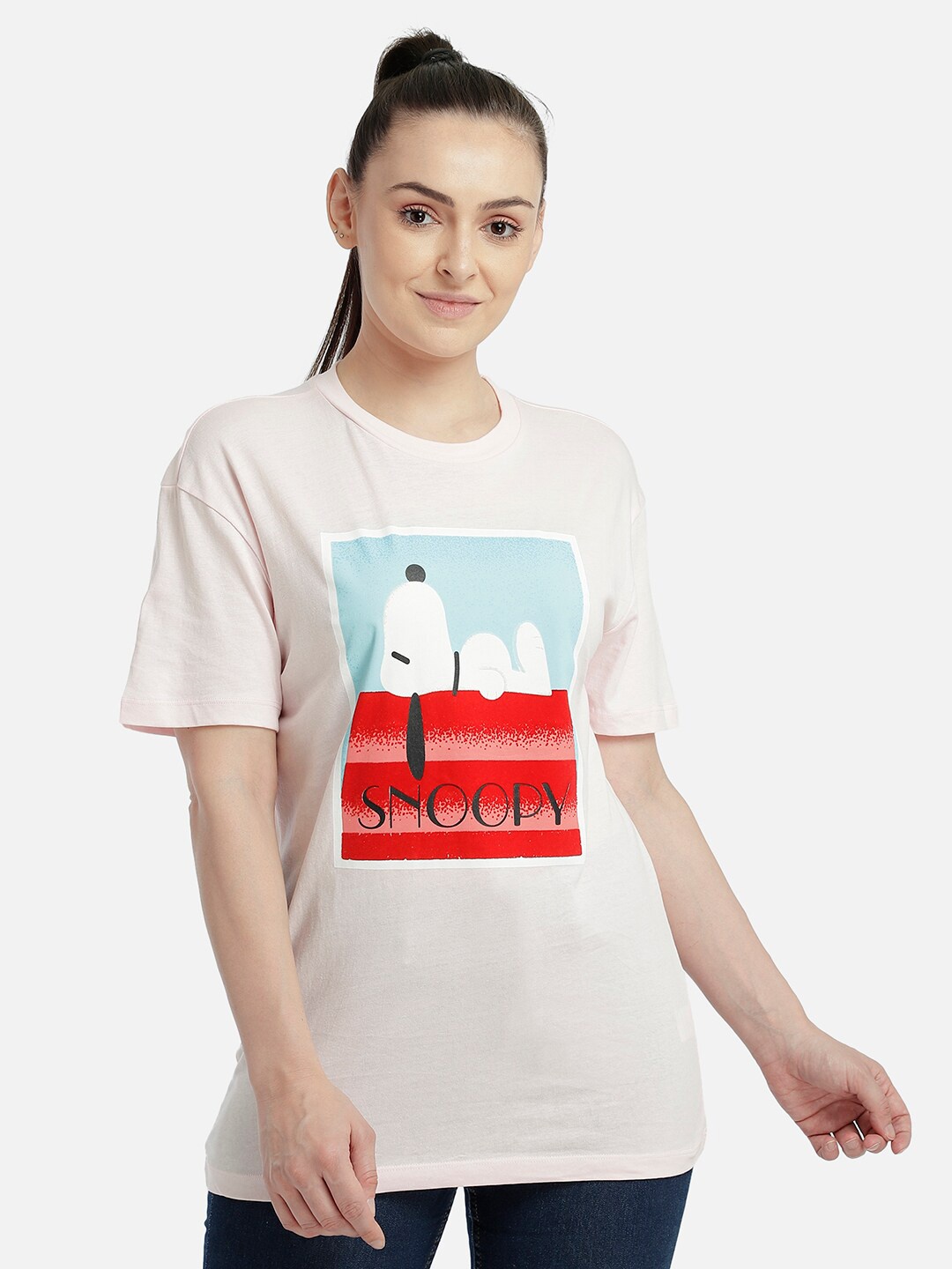 

Free Authority Peanuts Women Pink Printed Round Neck T-shirt