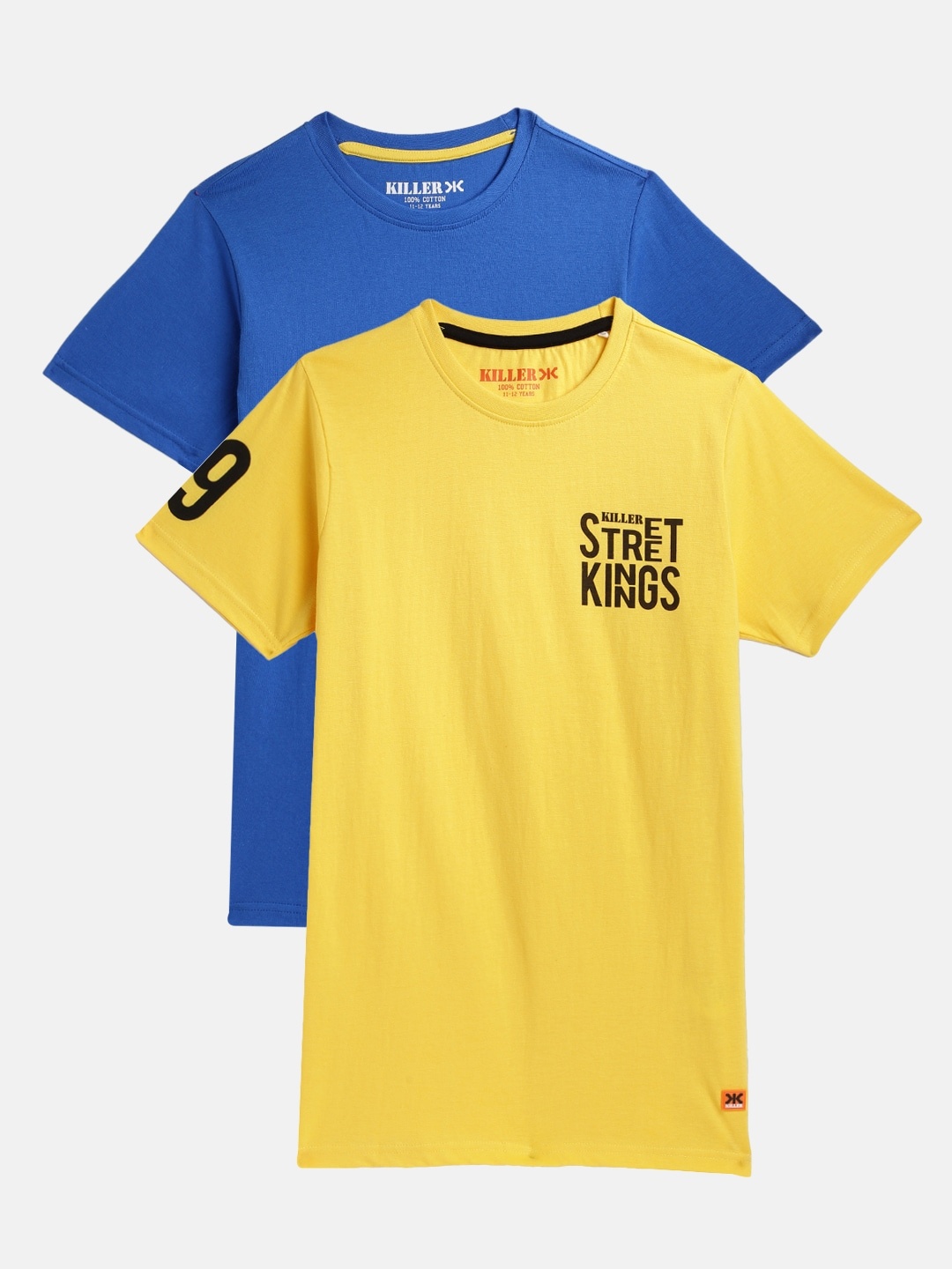 

Killer Boys Boys Pack Of 2 Typography Printed Pure Cotton T-shirts, Blue