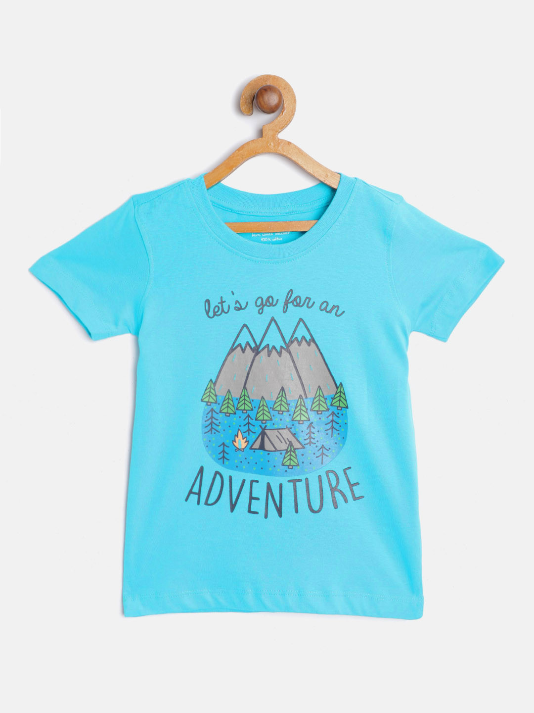 

Miss Chief Boys Blue Grey Pure Cotton Graphic Print Round Neck Pure Cotton T-shirt