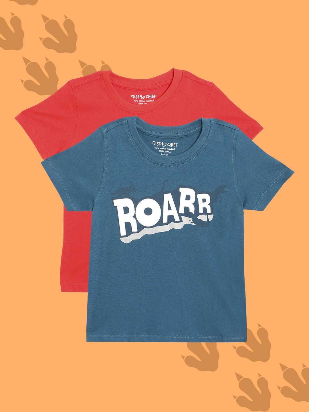 

Miss Chief Boys Pack of 2 Pure Cotton T-shirts, Teal