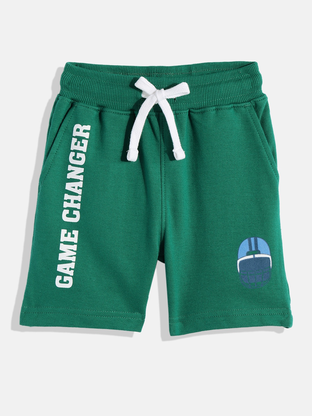 

Miss & Chief Boys Green Typography Printed Pure Cotton Regular Shorts
