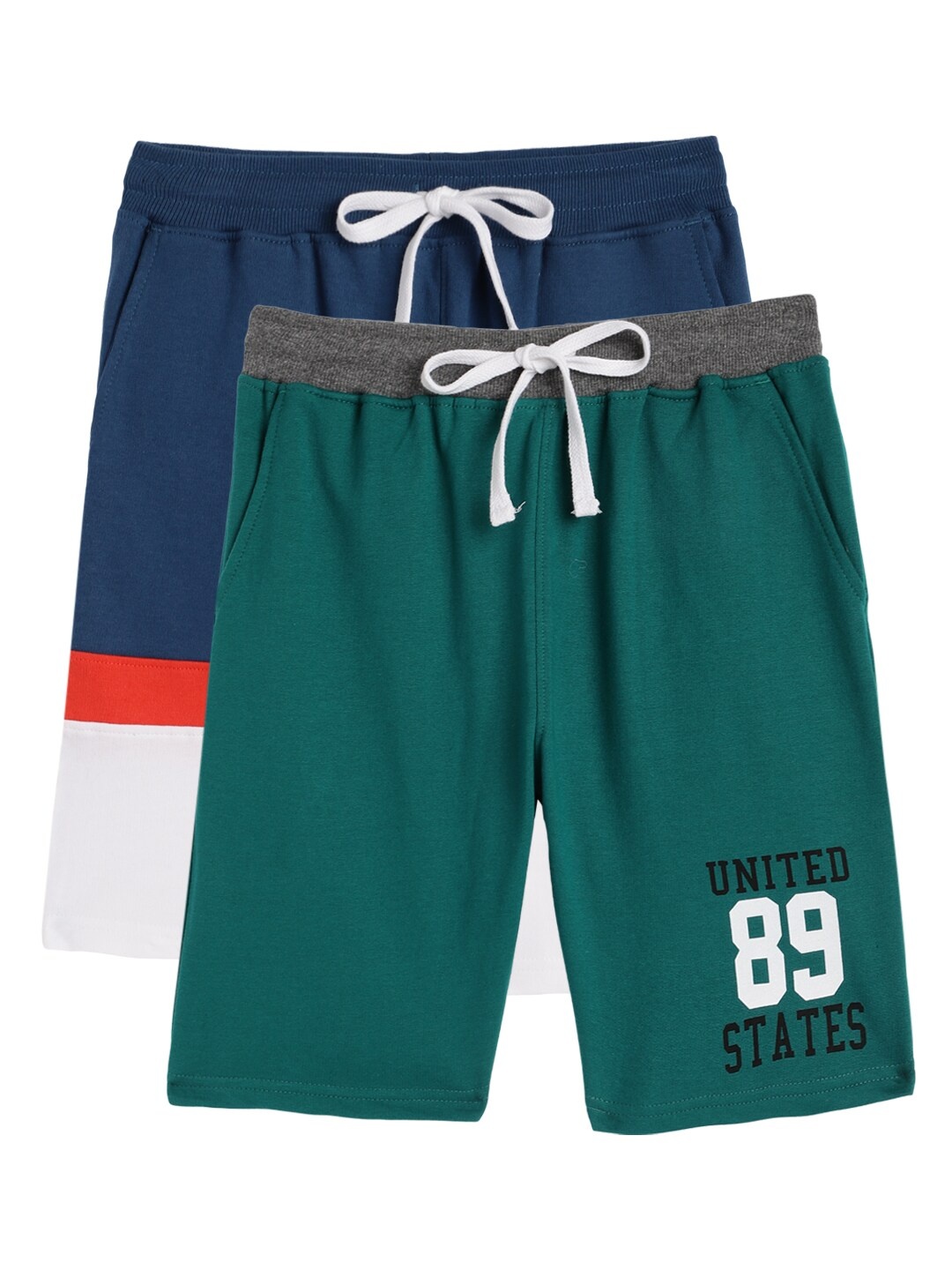 

Killer Boys Pack Of 2 Pure Cotton Mid-Rise Regular Shorts, Green