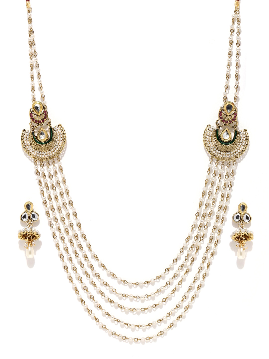 

Zaveri Pearls Gold-Toned & White Beaded Jewellery Set