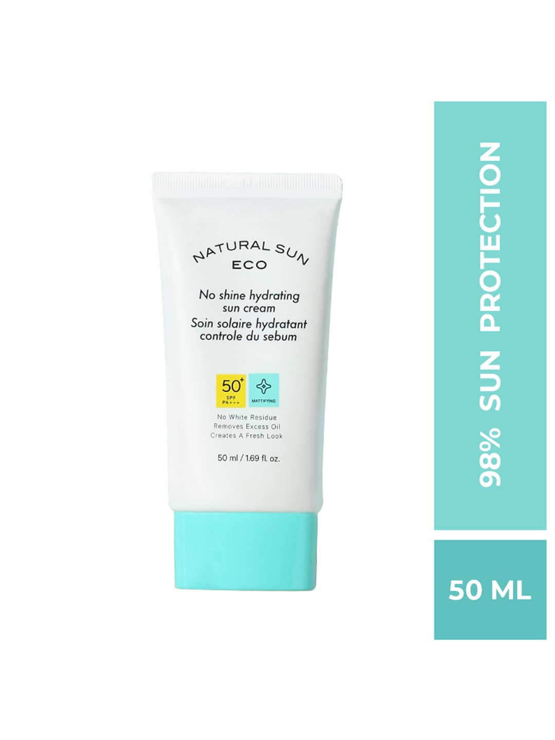 

The Face Shop Natural Sun Eco No Shine Hydrating SPF 50+ PA++++ Sun Cream - 50 ml, White