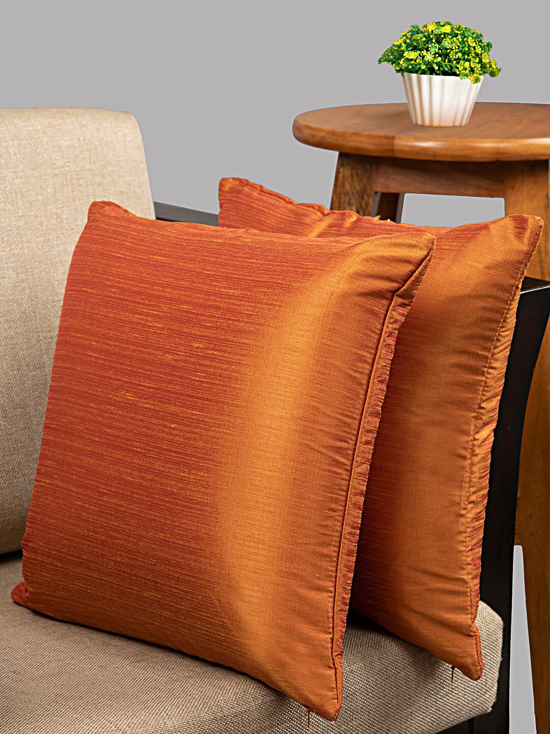 

HOUZZCODE Brown Set of 2 Solid Square Cushion Covers