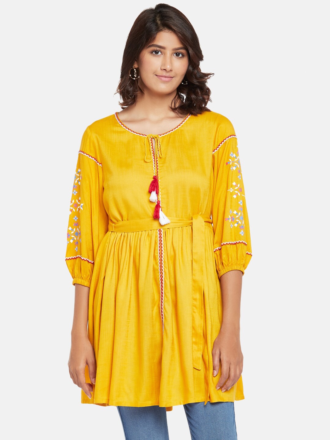 

People Women Yellow & Red Printed Tunic