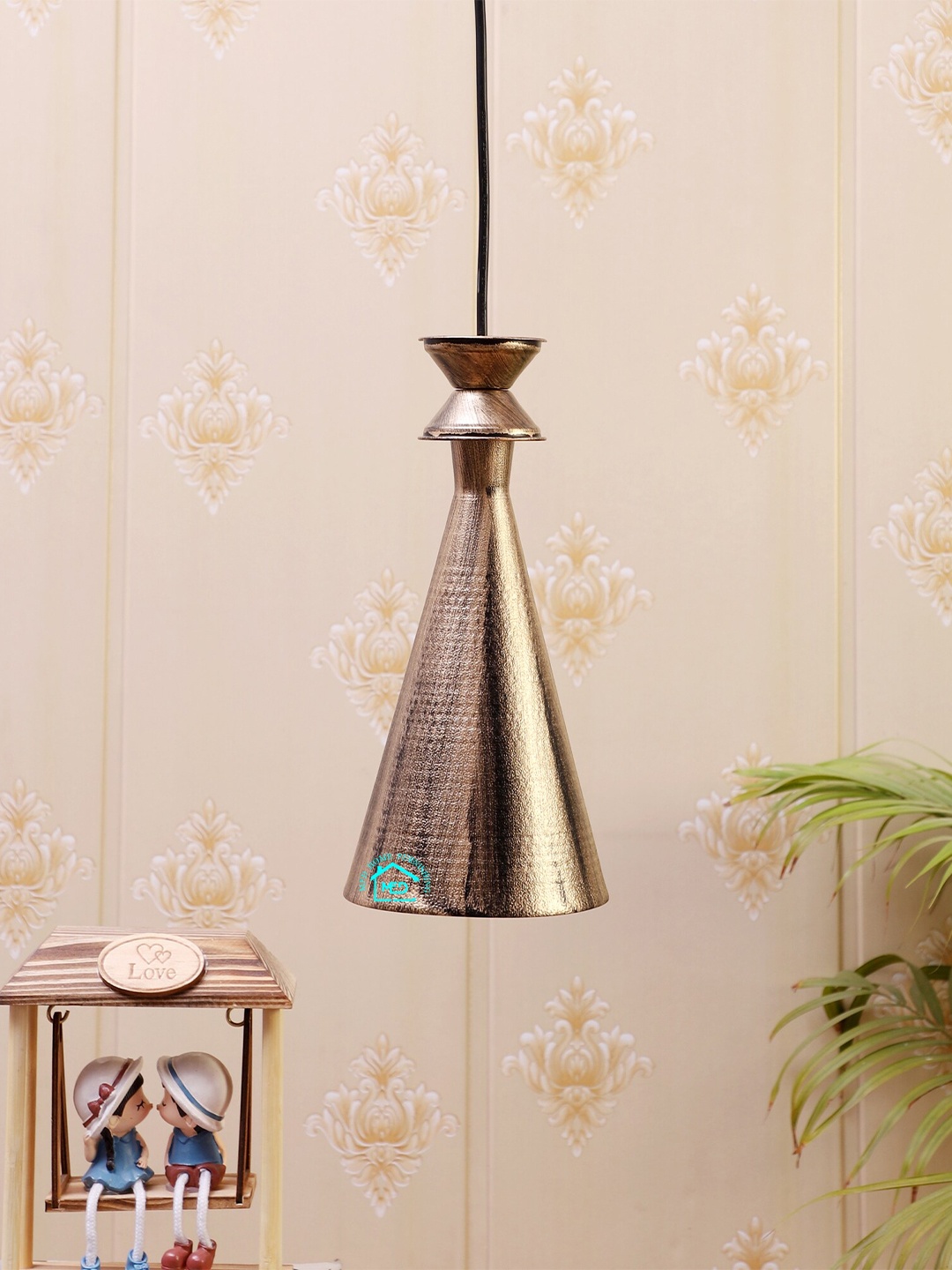 

MFD HOME FURNISHING Gold-Toned Textured Quirky Hanging Light