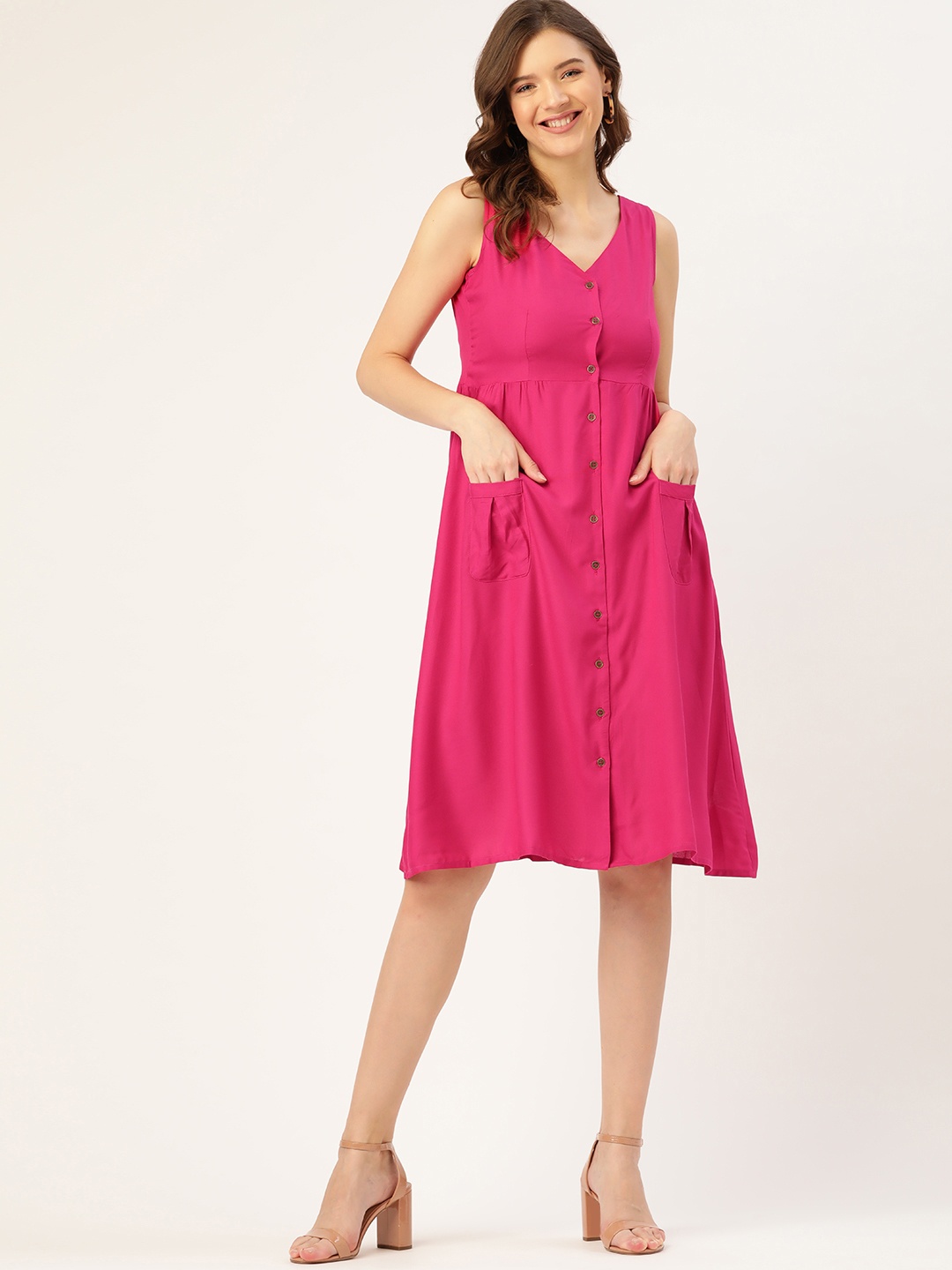 

DressBerry Pink A-Line Ecovero Dress