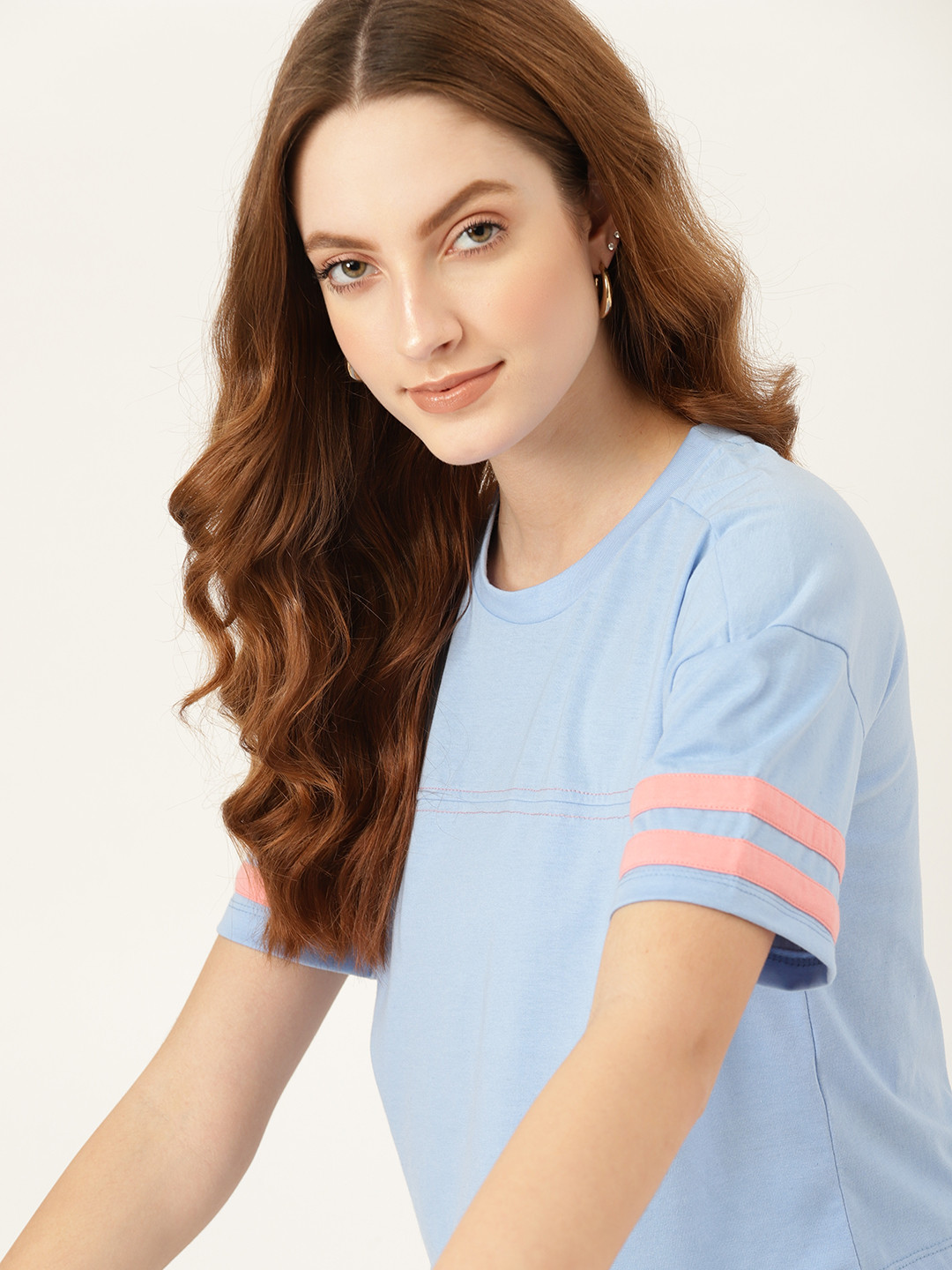 

DressBerry Women Blue Drop-Shoulder Sleeves T-shirt
