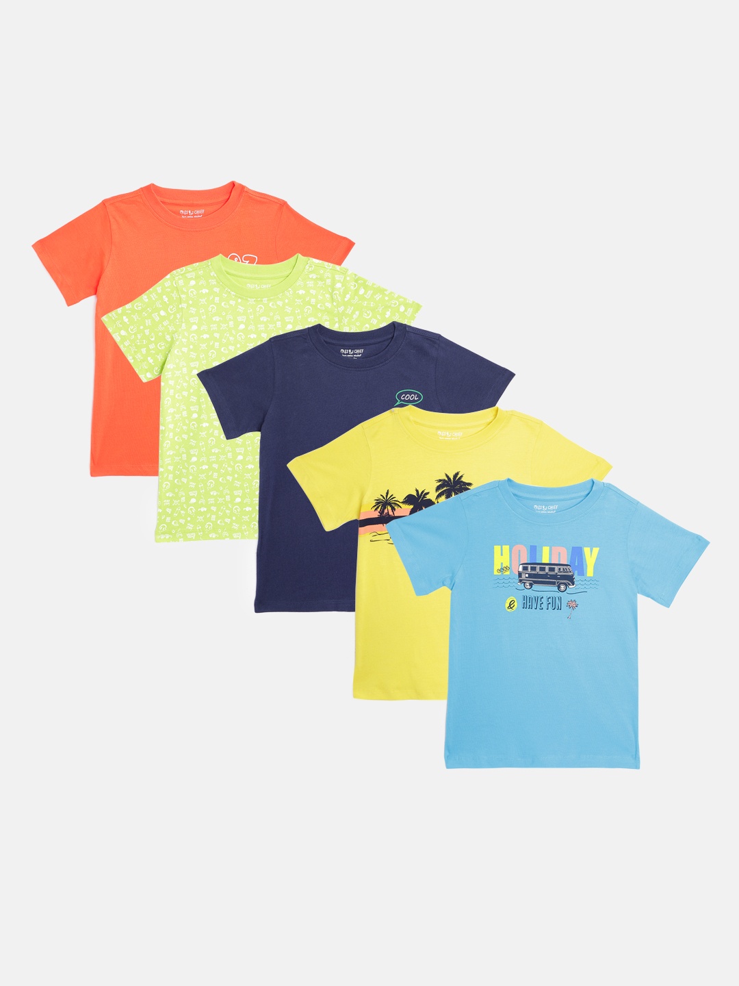 

Miss & Chief Boys Pack of 5 Cotton T-shirt, Multi
