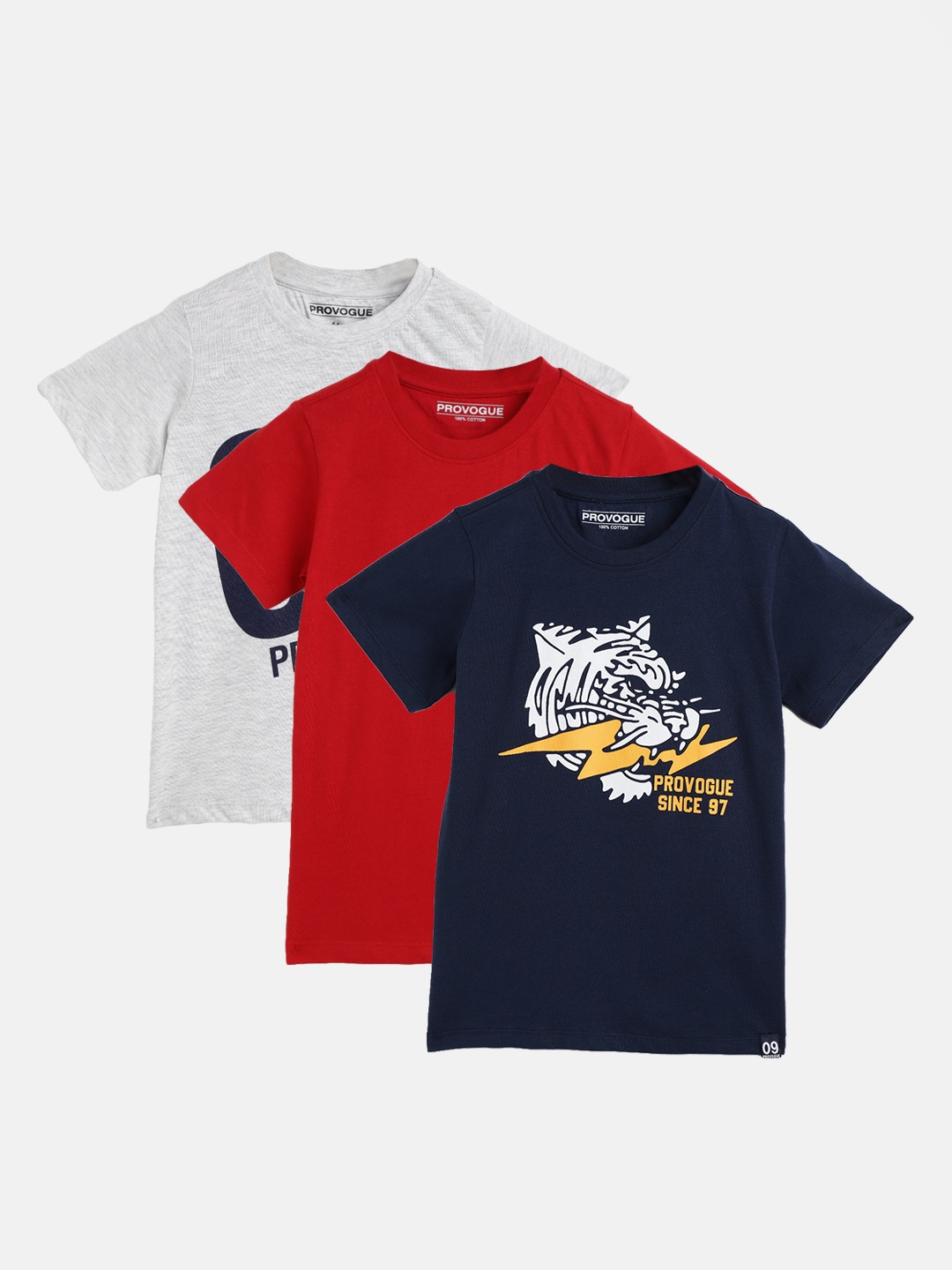 

Provogue Boys Pack of 3 Cotton T-shirts, Navy blue