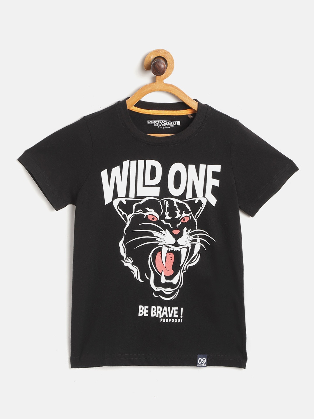 

Provogue Boys Black White Tiger Print Pure Cotton T-shirt