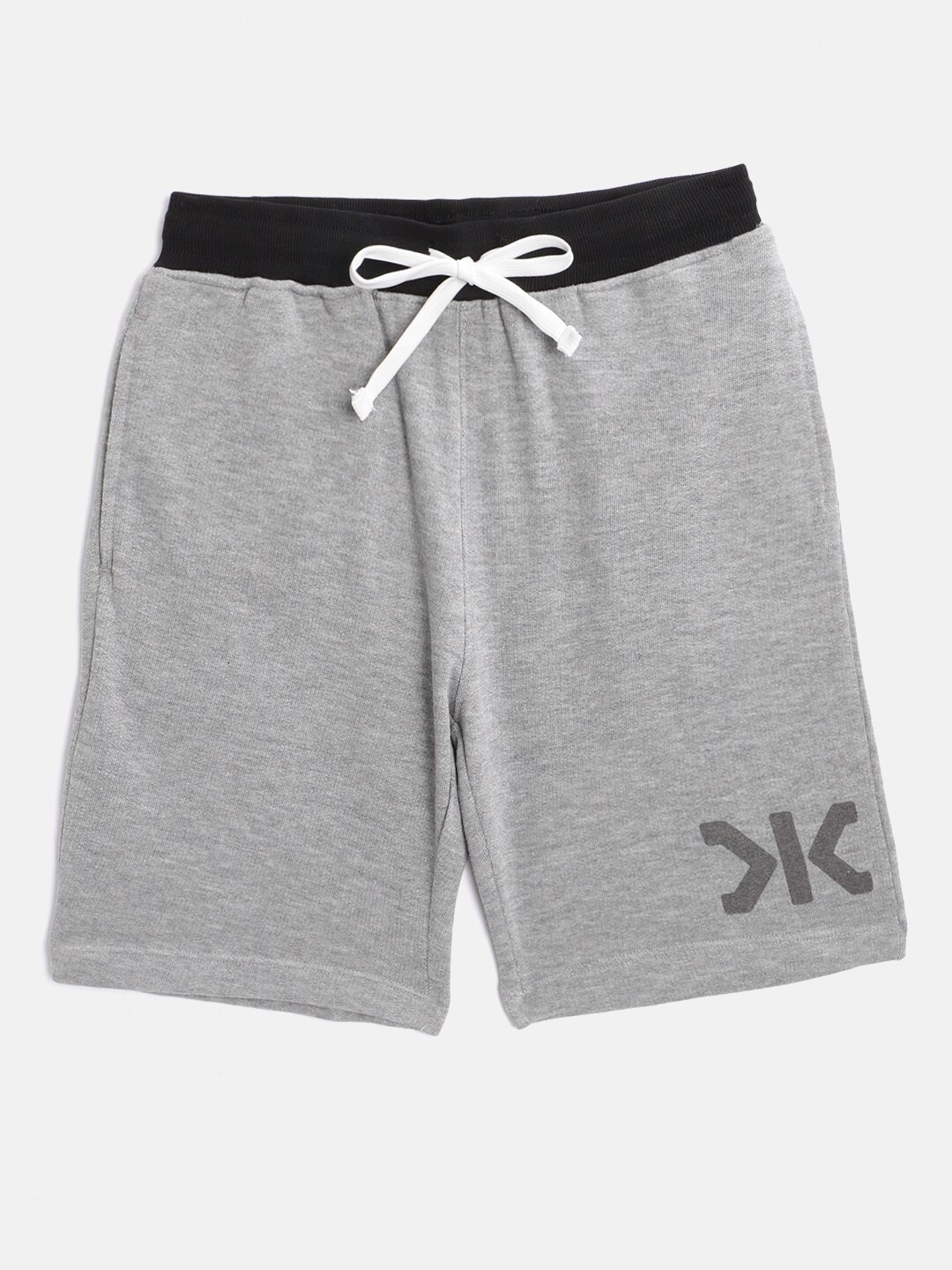 

Killer Boys Grey Melange Cotton Solid Mid-Rise Shorts