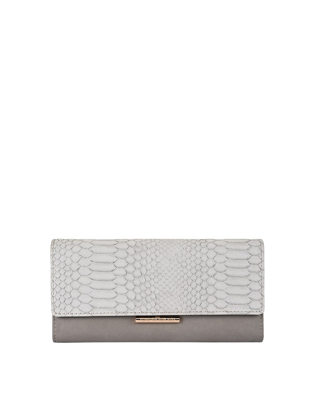 

Apsis Women Grey & Gold-Toned Textured Three Fold Wallet