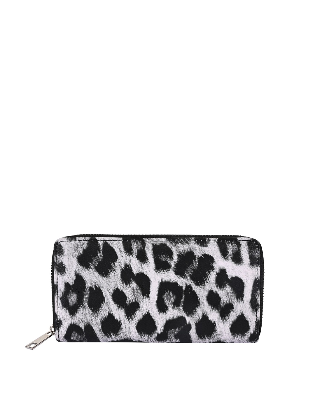 

Apsis Women Black & White Animal Printed Zip Around Wallet