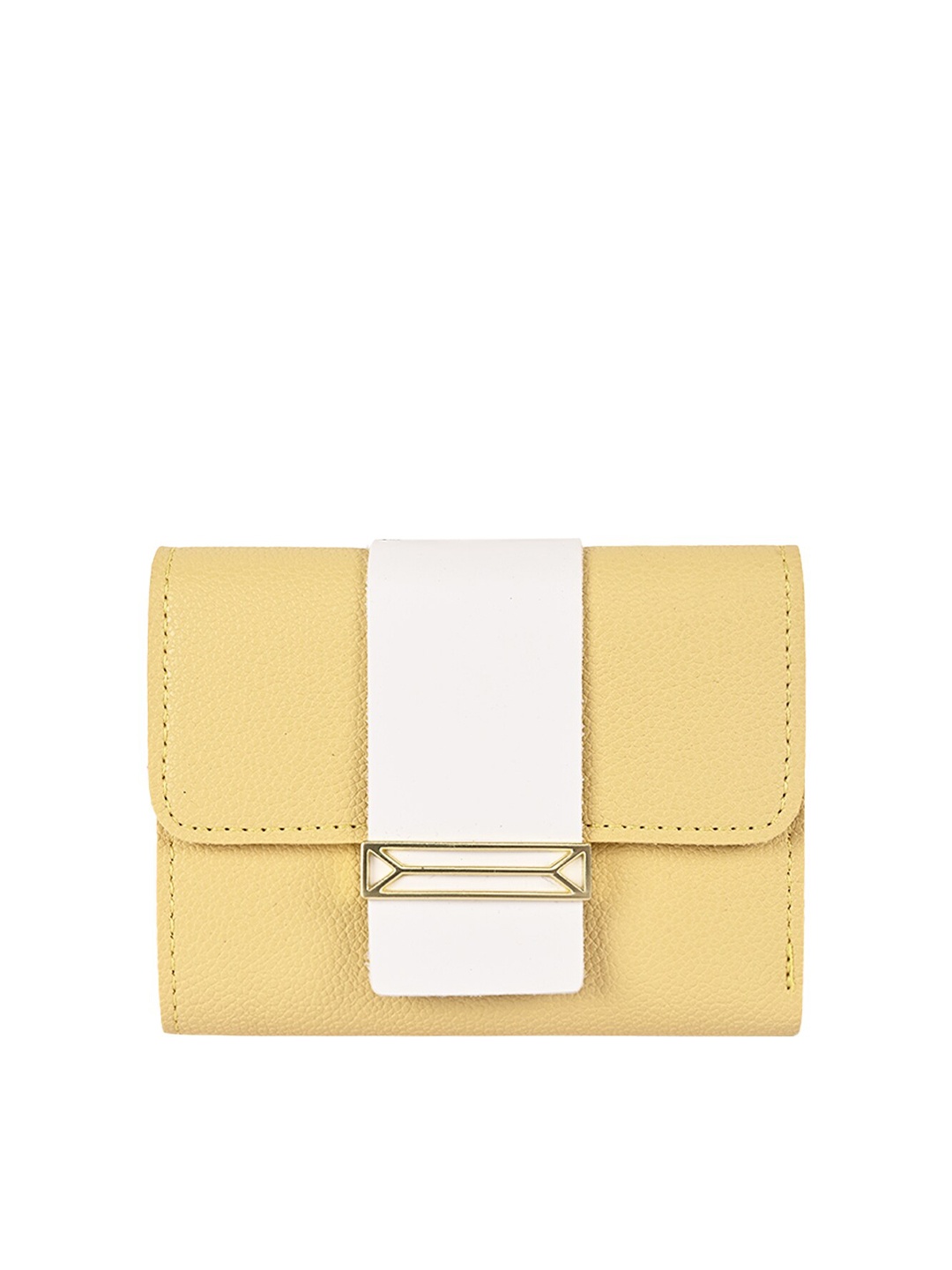 

Apsis Women Yellow & White Colourblocked Three Fold Wallet