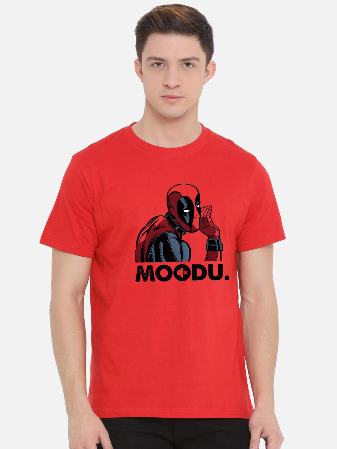 

Fully Filmy Men Red Printed Round Neck T-shirt