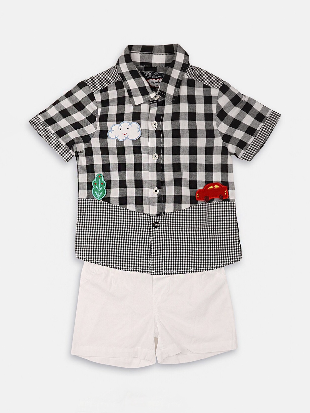 

Nauti Nati Boys Black & White Checked Shirt with Shorts