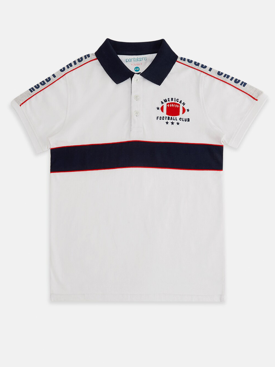 

Pantaloons Junior Boys White Solid Polo Collar T-shirt