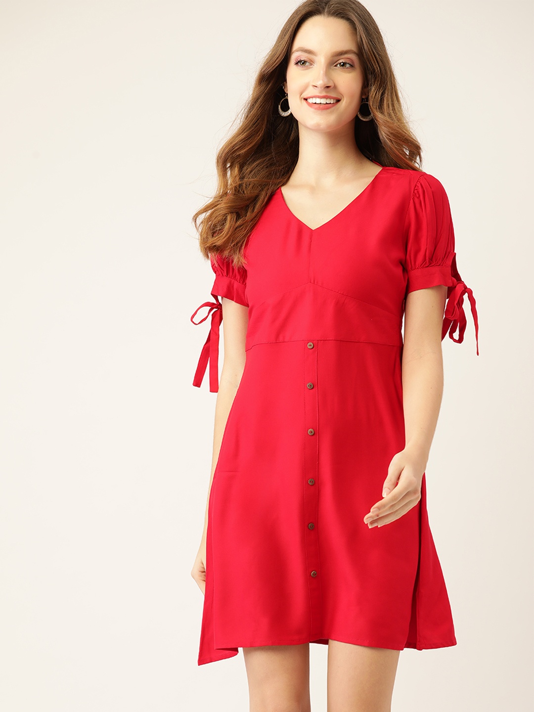 

DressBerry Red Solid Ecovero A-Line Dress