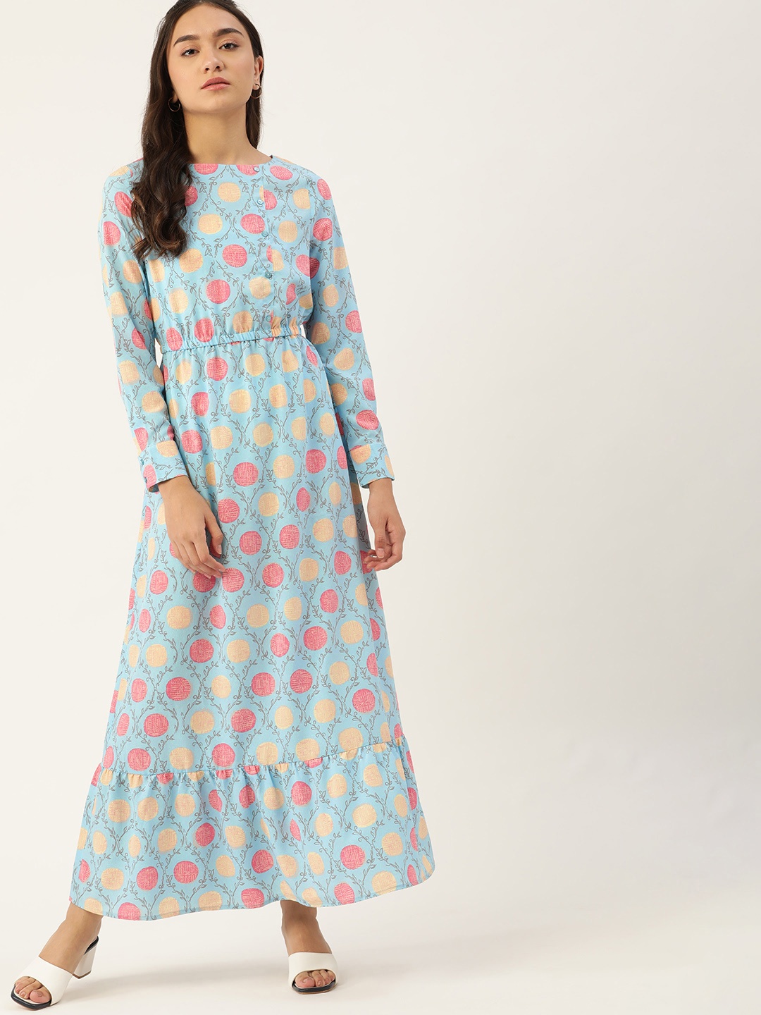 

DressBerry Blue & Pink Floral Maxi Dress