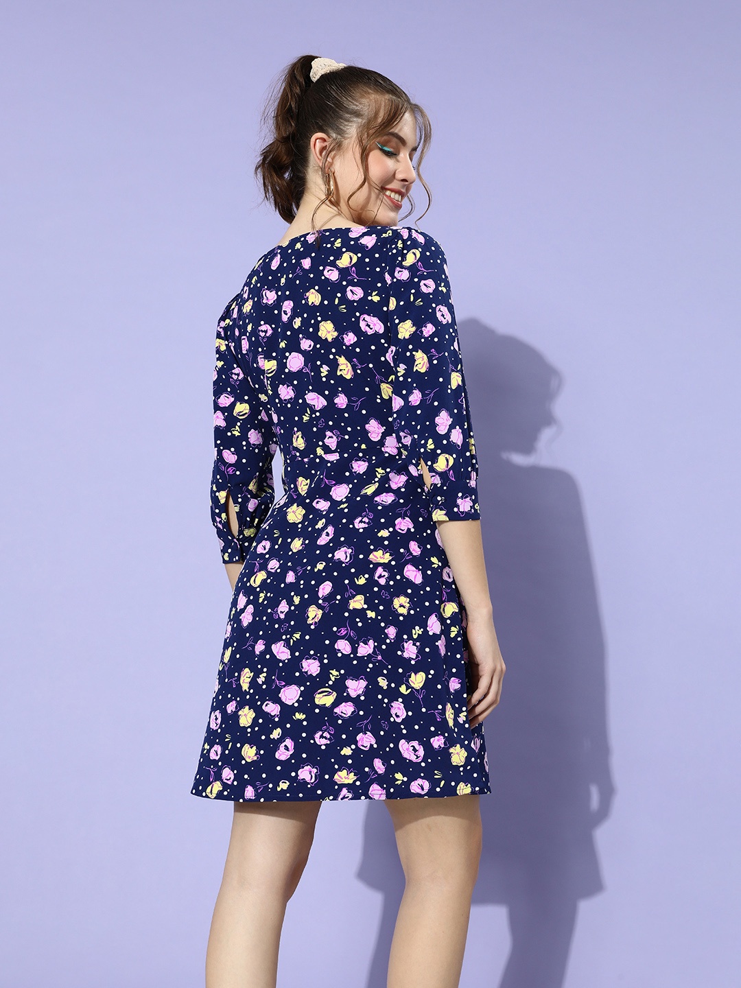 

DressBerry Women Navy Blue Romantic Florals Dress