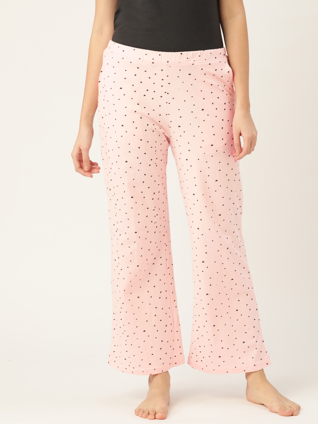 

DressBerry Women Pink & Black Pure Cotton Conversational Print Lounge Pants