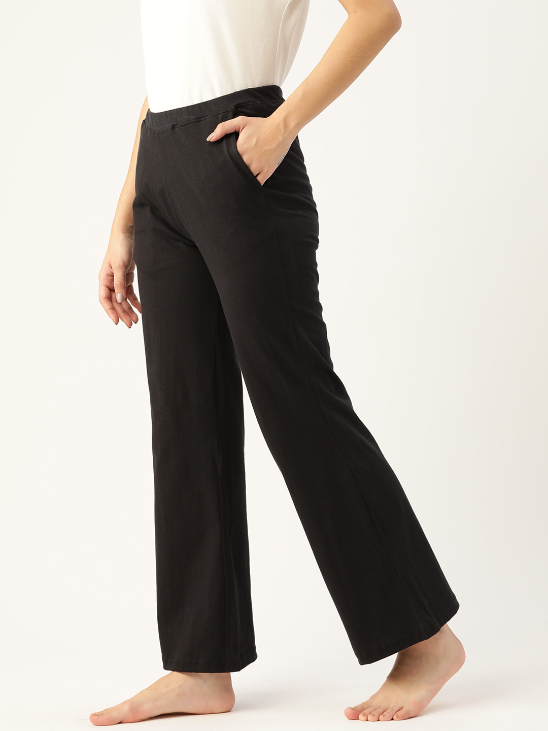 

DressBerry Women Black Solid Pure Cotton Lounge Pants