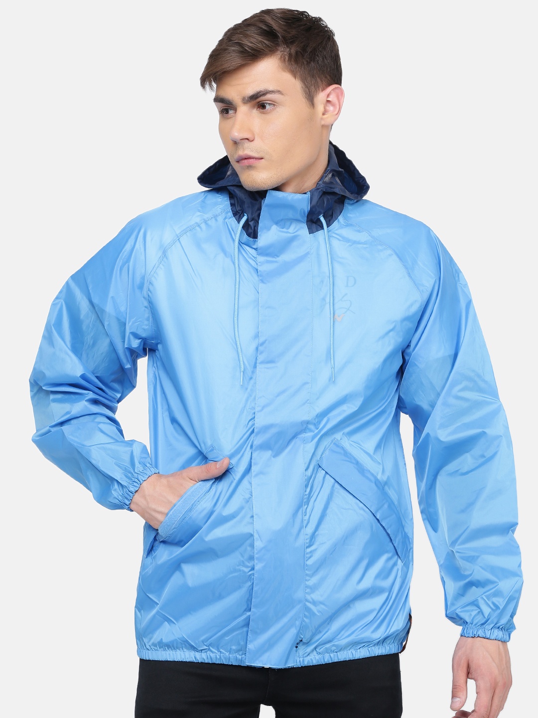 

Wildcraft Men Blue Solid Hooded HypaDry Rain Jacket
