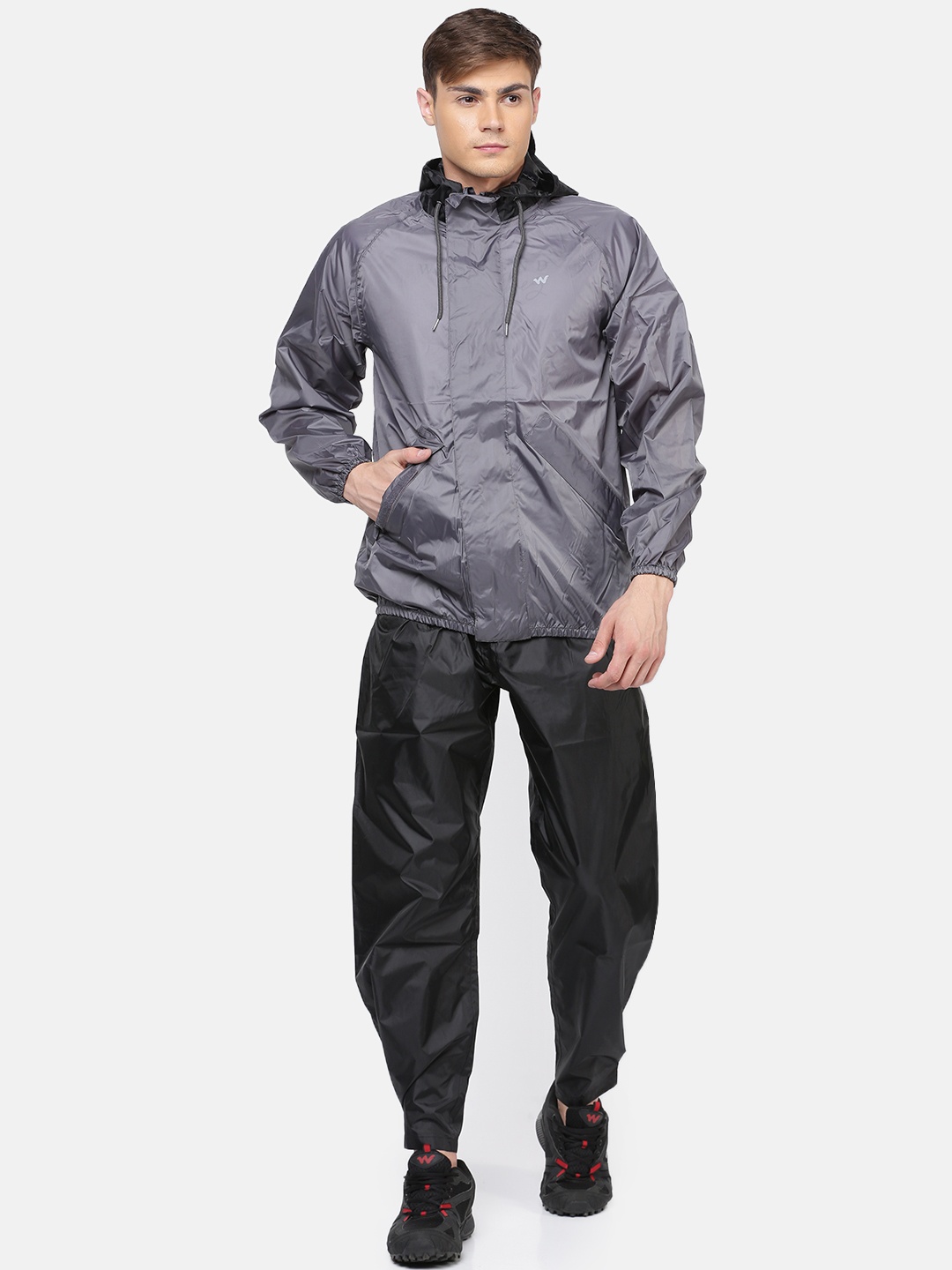 

Wildcraft Men Grey Solid Hooded HypaDry Rain Suit