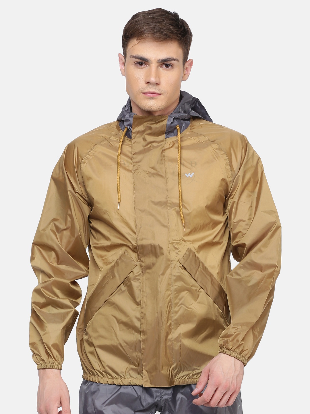 

Wildcraft Men Khaki Solid Hooded HypaDry Rain Jacket