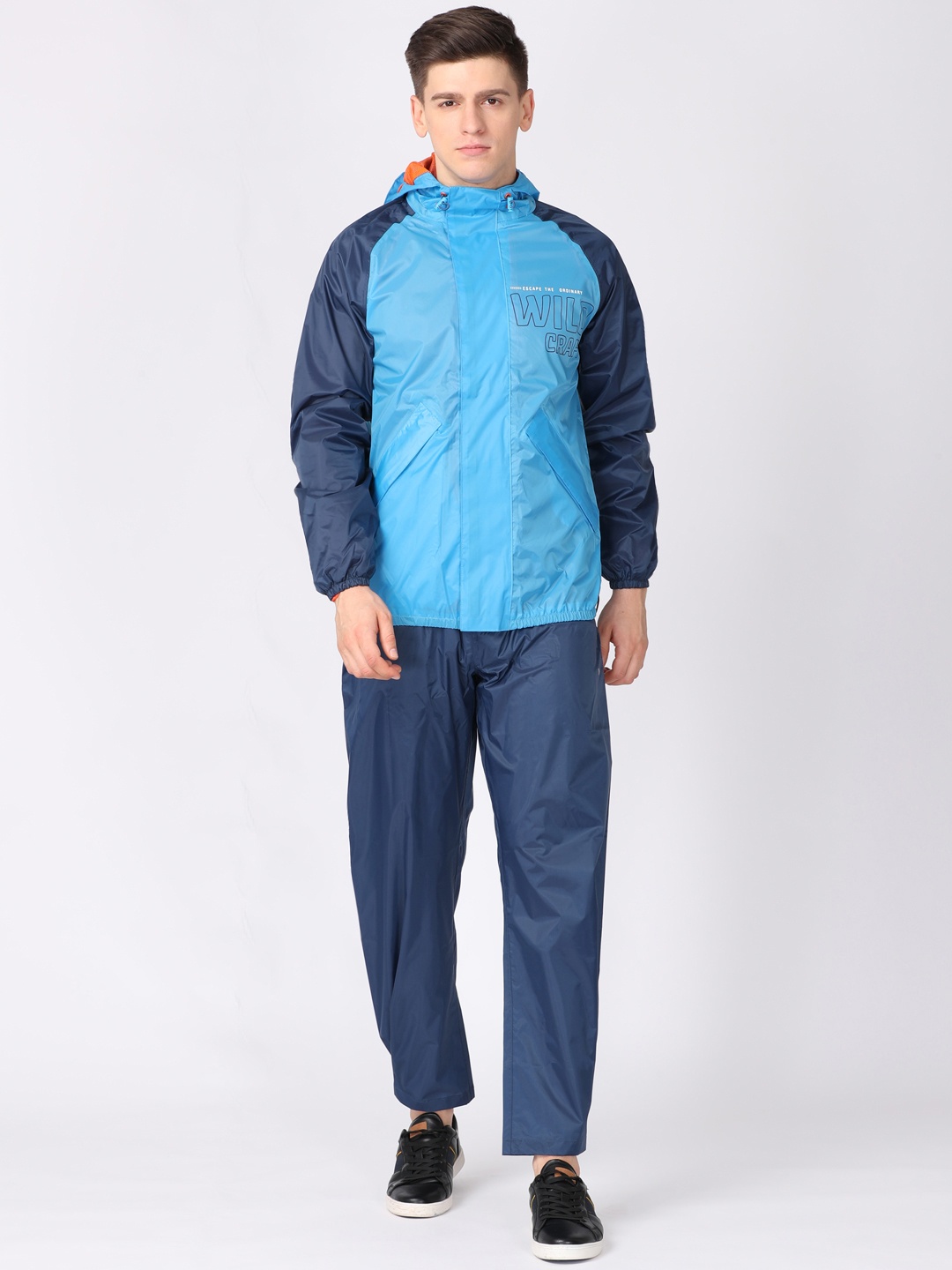 

Wildcraft Men Blue Solid Hooded Rain Suit