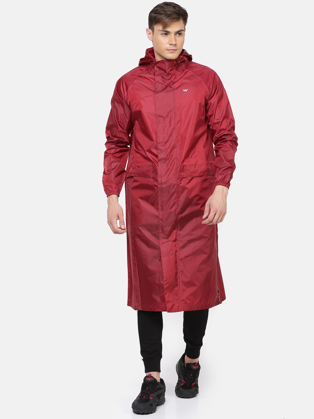 

Wildcraft Men Maroon Solid Hooded HypaDry Rain Coat