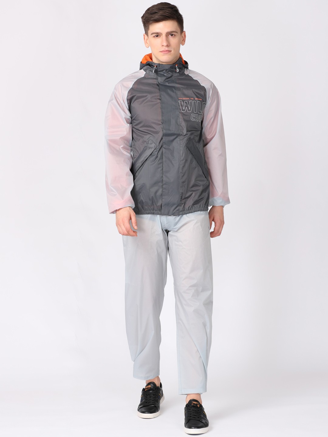 

Wildcraft Men Grey & White Solid Hooded Rain Suit