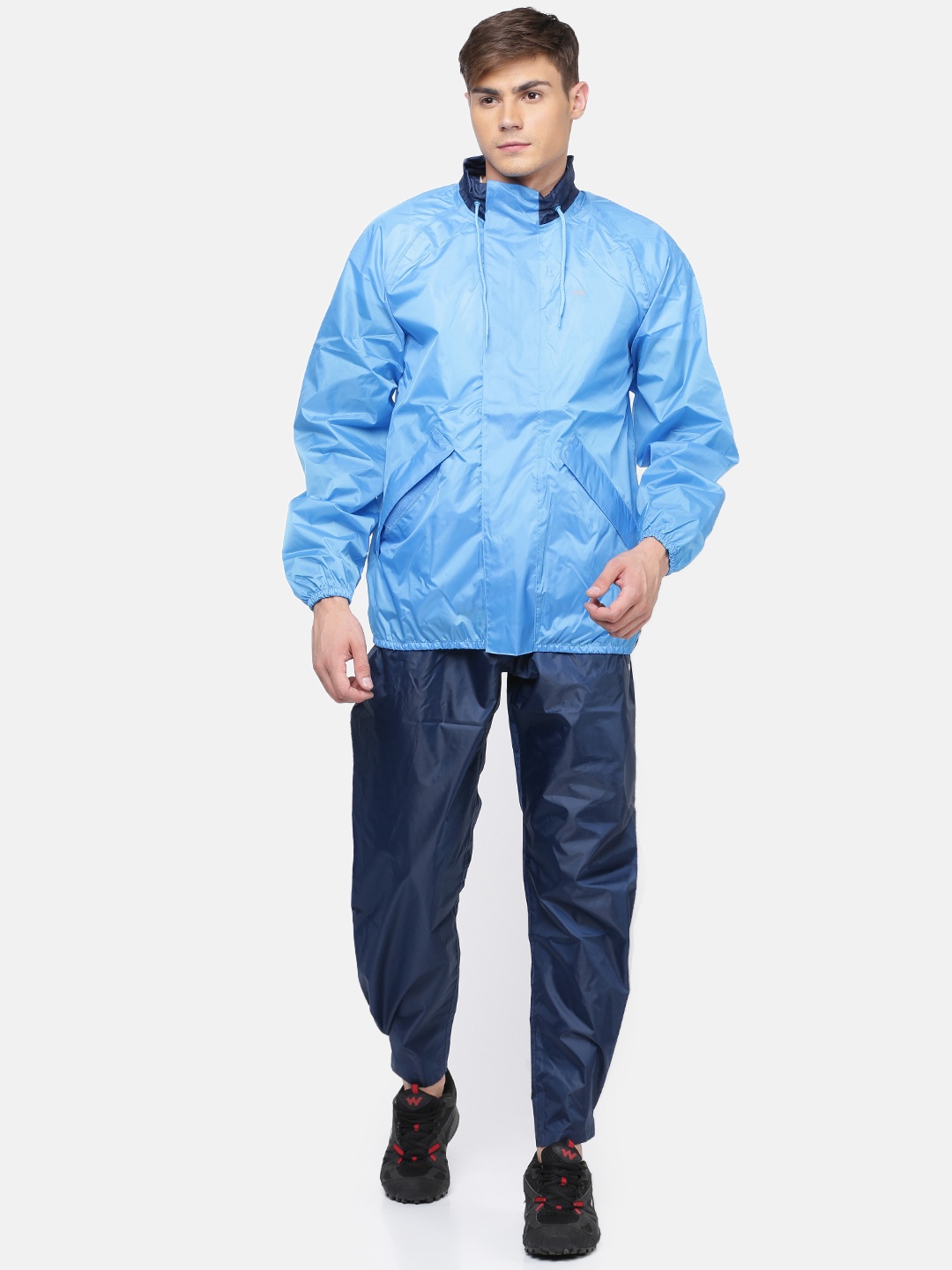 

Wildcraft Men Blue Solid HypaDry Hooded Rain Suit