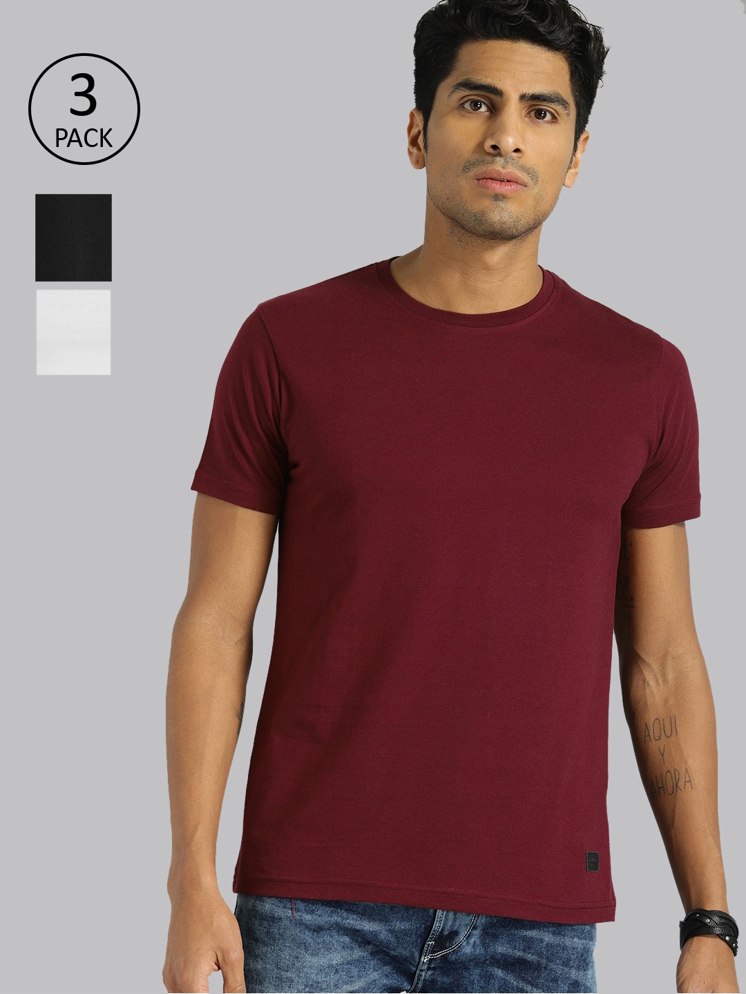

Roadster Men Pack of 4 Solid Round Neck Pure Cotton T-shirt, Black